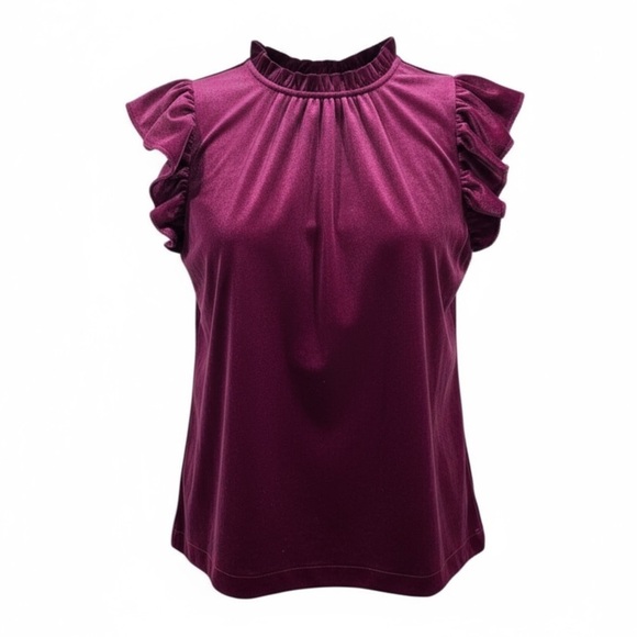 Velvet flutter sleeve top - Picture 1 of 5